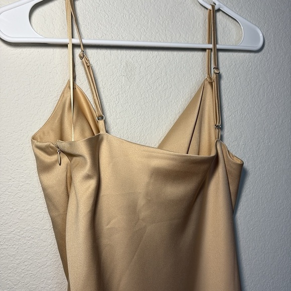Birdy Grey Cowl Neck Elegant Tan Cream silk satin dress size medium - Picture 5 of 9